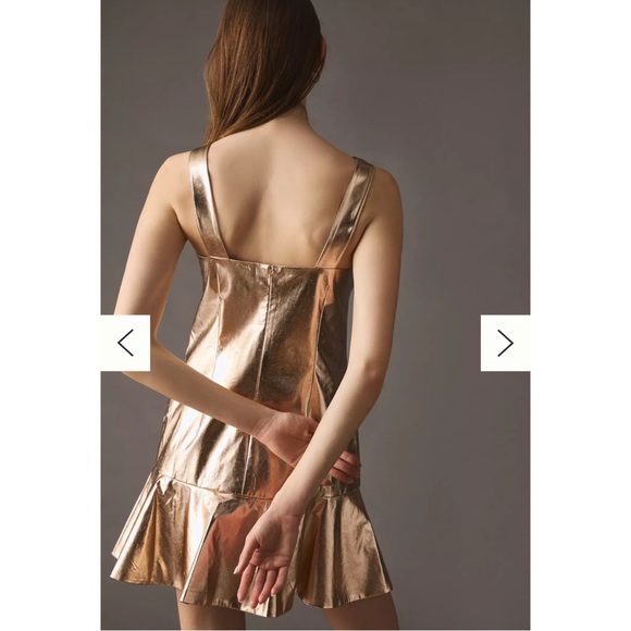 NWT Anthropologie Mare Mare Metallic V-Neck Dress Party Cocktail Evening Wedding - Picture 4 of 12